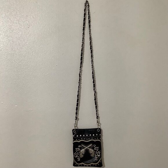 Unbranded Handbags - Retro Western Cowgirl Cowboy Pistol Southwestern Black Crossbody Bag Purse